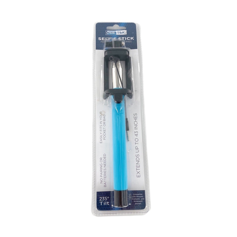 Geek Tek Selfie Stick extends 43 inches Black NIB Phone Accessories Pics